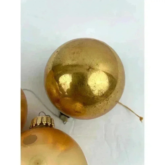 VTG Lot of 5 Gold Mercury Glass Christmas Ornaments Made in USA Holidays - Picture 8 of 14